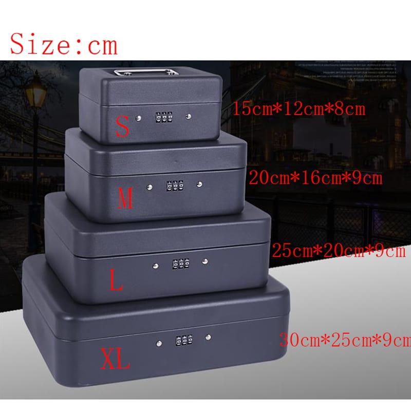 Portable Security Safe Box Money Jewelry Storage Collection Box Home School Office Compartment Tray Password Lock Box L 4 Colors