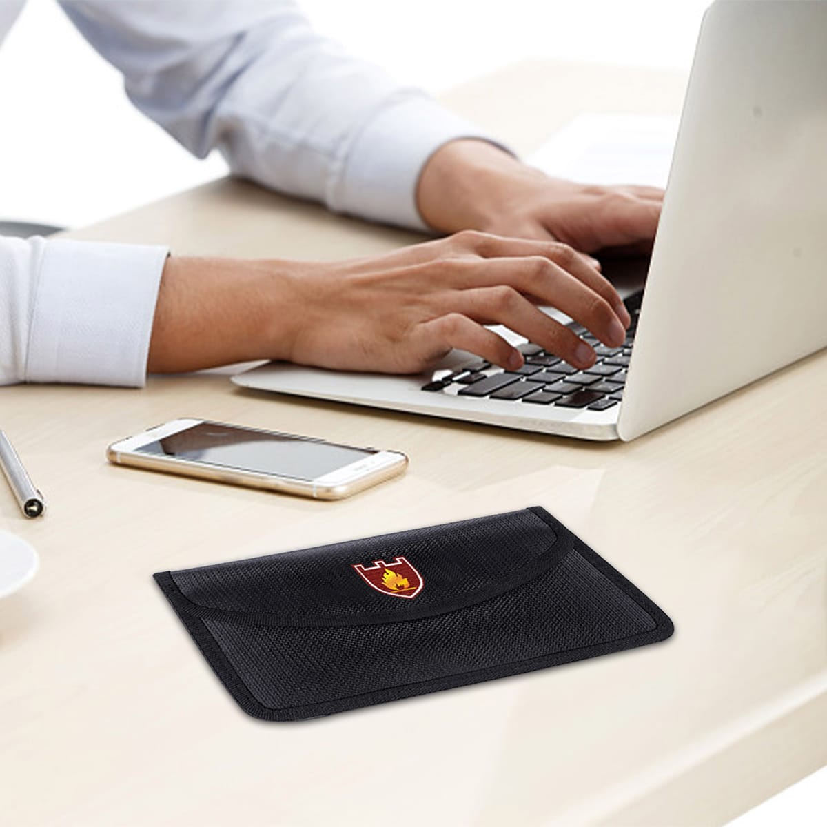 Fireproof Money Document File Bag Pouch Cash Bank Cards Passport Valuables Organizer Holder Safe Storage With Sticky Strap