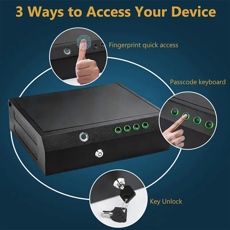 3-in-1 Gun Safe Fingerprint safe Code Safe Box Portable Car Gun case passcode keypad Small safe deposit Security Protection