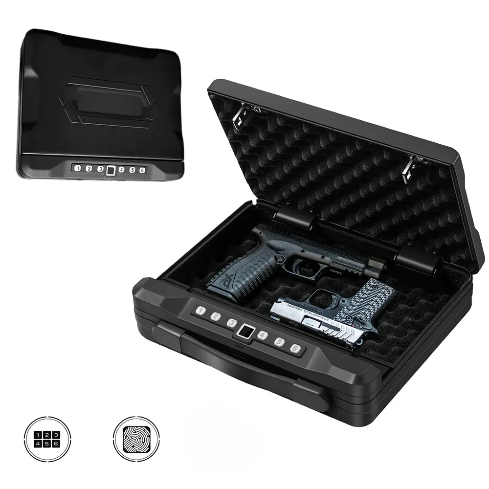 Quick-Access Fingerprint Safe Box Password Solid Steel Security Gun Key Valuables Jewelry Box Protable Security Fingerprint Stor