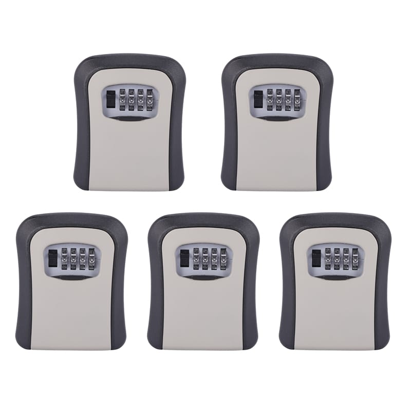 RISE-5X Key Lock Box Wall Mounted Aluminum Alloy Key Safe Box Weatherproof 4 Digit Combination Key Storage Lock Box