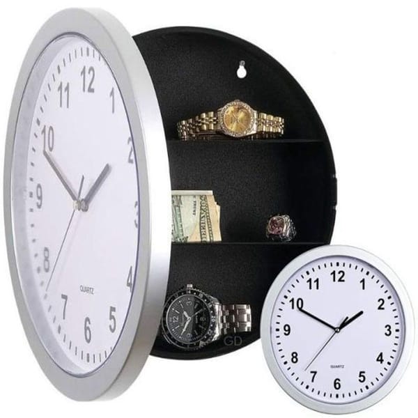 1 Pc/Pack Wall-Mounted Electric Clock-Shaped Hidden Safe for Storing Small Objects