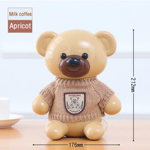 Plastic Money Safe Box Cartoon Sweater Bear Electronic Piggy Bank Transparent Child Kid Coins Collector Lovely Christma Present