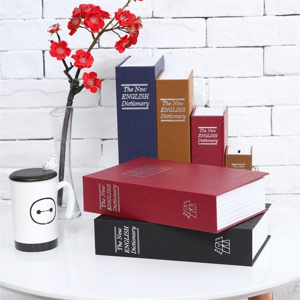 Size M 4/Color Security Hidden Box Lock Key Money Jewelry Phone Safe Storage Box English Dictionary Strongbox Steel