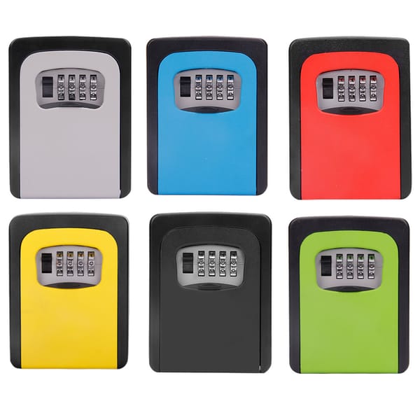 Color Key Safe Steel Storage Box with 4-Digit Password Metal Secret Organizer Home Office Apartment Garden Spare Keys Hidden Box