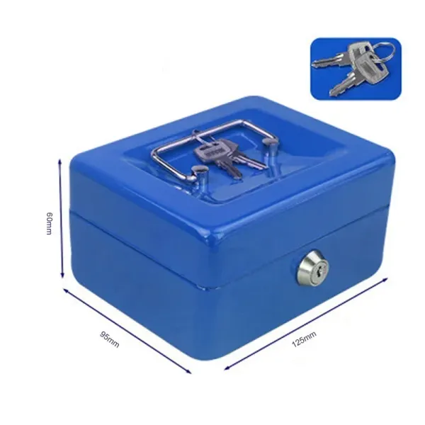 Portable Key Lock Safe Home Store Steel Mini Cash Box Security Storage Box Hidden Change Jewelry Black Blue Safe Money Box