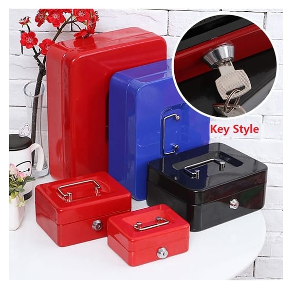 Steel Key Safe Cash Boxes Store Content Paper Piggy Bank Card A4 Document Large Boxes