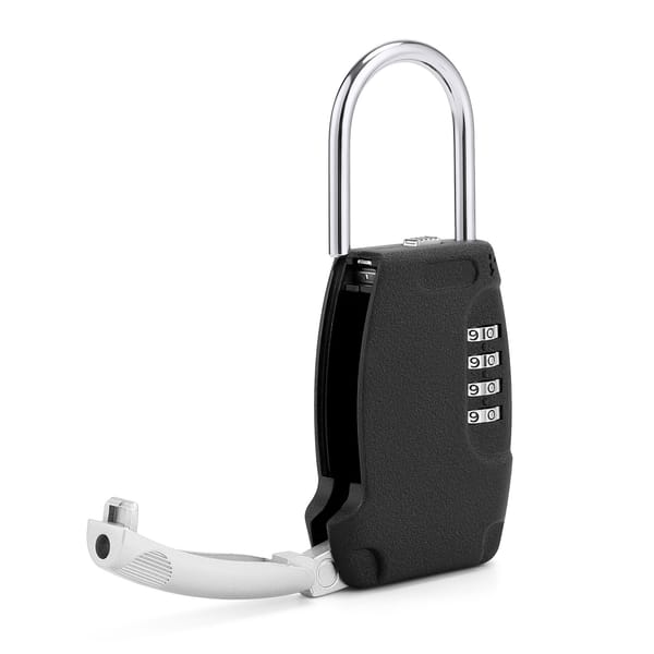 Mini Key Lock Box Multifunctions Padlock with Key Holder 4 Digital Combination Password Key Safe Box for Home Office Security