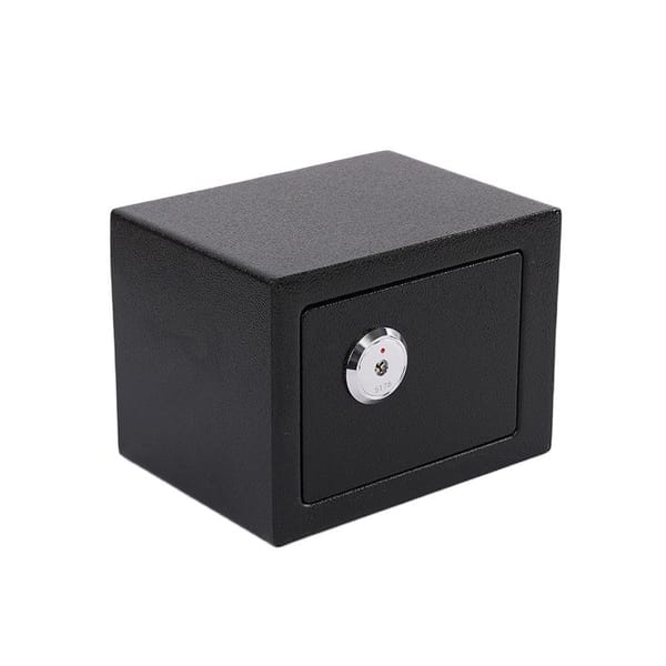 Steel Security Safe Box with Key, RV Safe Box Money Lock Box for Secure Cash, Jewelry, ID Documents 23x17x17cm