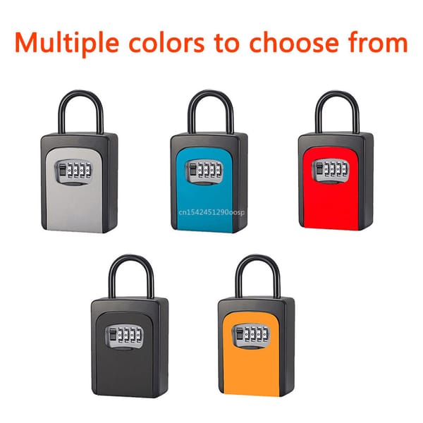 Outdoor Key Lock Box Wall Mounted Aluminum Alloy Key Safe Weatherproof 4 Bit Combination Key Storage Lock Box Indoor