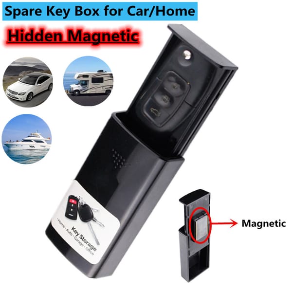 Magnetic Key Box for Car Spare Key Safe Magnet Sotrage Case Holder for Outdoor Car Caravan Travel Truck Home Office Secret Box