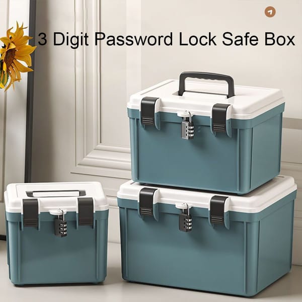 3 Digit Password Lock Safe Box Home Cash Jewelry Passport Document Handheld Storage Box Travel Privacy Security Organizer Case