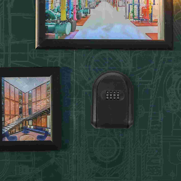 Key Box Password Lock Door Wall Mounted Safe (Black) 1pc Chain Spare Hider Outdoor Small Security Lockbox for Keys Plastic