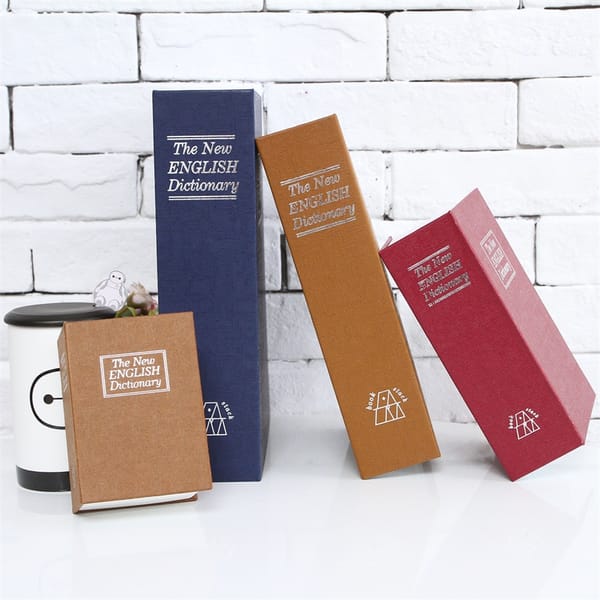 Size M High Quality English Dictionary Hidden Safe Metal Steel Security Protection Lock/Password Lock Cash Coins Saving Storage