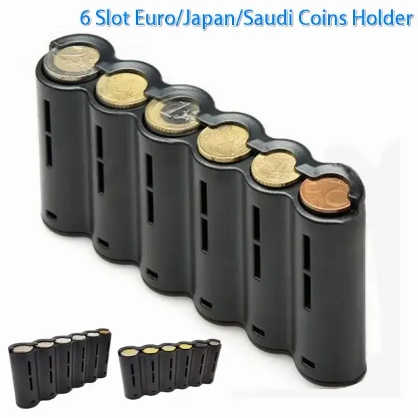 Creative 6 Tubes Euro Japan Saudi Coin Holder Coins Dispenser Sorter Collector For Waiter Cashier Driver Money Storage Safe Box