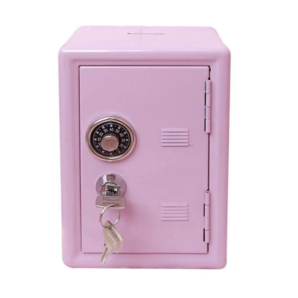 Safe Box Organizer Iron Pink Desk Decorative Box Piggy Bank Metal Mini Cabinet Money Storage Box Kawaii Storage Box