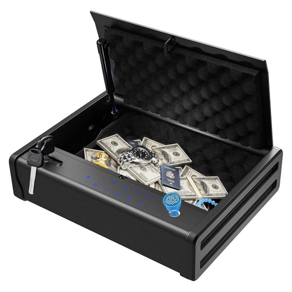 Blacksmith 13.54" x 10.35"Gun Safe Storage Safe Desktop Hidden Drawer Safe Cash Box Fingerprint Password Lock Weapon Storage