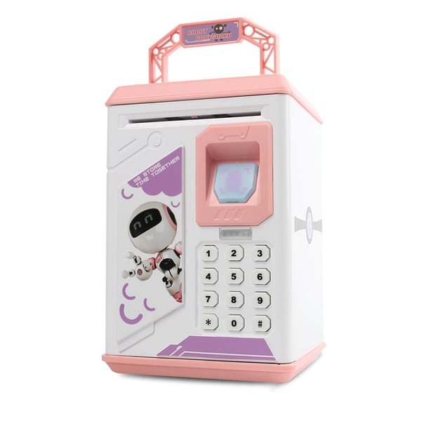 Box Fingerprint Coin Money Saving Box ATM Bank Safe Box Deposit Banknote Electronic Piggy Bank ATM Password Money Safe Box