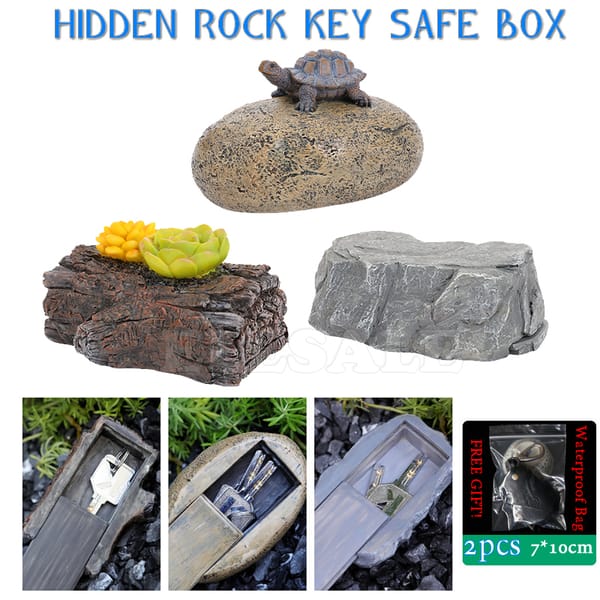 Decoration Rock Stone Shape Hidden Storage Compartment Sight Secret Key Safe Box For Home Garden RV Spare Keys Keyfob Safes