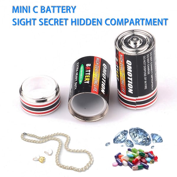 Mini Sight Secret Hidden Compartment Dry Cell C Battery Shape Empty Case Hide Cash Jewelry Pills For Home Travel Outdoor Safe