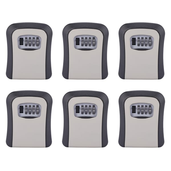 RISE-6X Key Lock Box Wall Mounted Aluminum Alloy Key Safe Box Weatherproof 4 Digit Combination Key Storage Lock Box