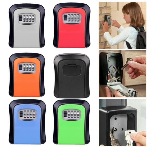 Wall Mount Key Storage Secret Box Organizer 4 Digit Combination Password Security Code Lock No Key Home Key Safe Box outdoor