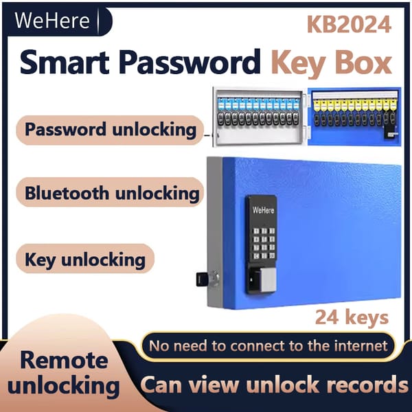 WeHere 24 Key Safe Box, Intelligent Wall Mounted Key Storage Cabinet,dynamic Password Unlocking Company Key Management Metal
