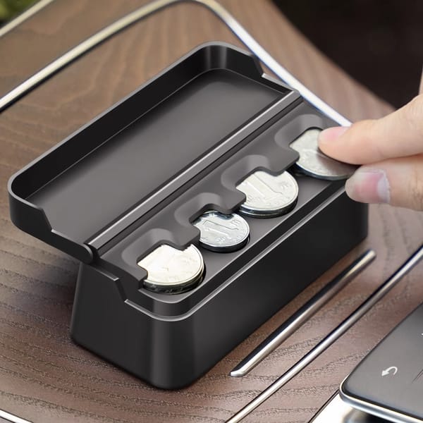 Black 4 Slots Coin Dispenser Car Coin Holder Sorter Collector With Spring Mini Portable Storage Safe Box For Shop Outdoor Car