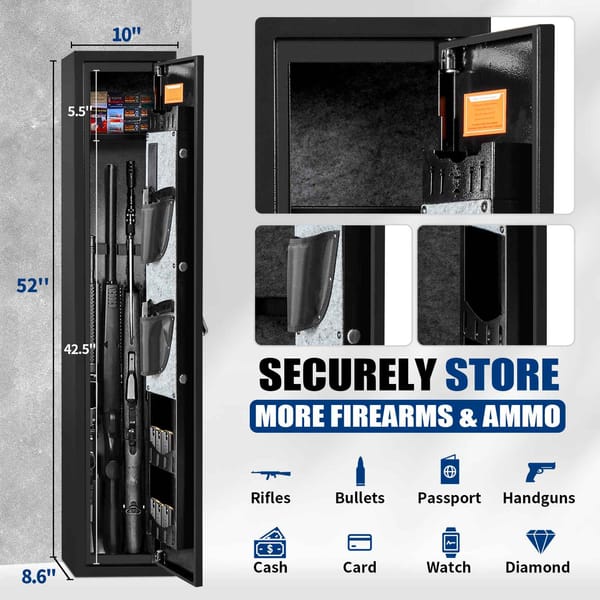 BlackSmith Rifle Gun Safe for Home Rifle Pistols Quick Access Long Gun Safe for Rifles Shotguns 3 Rifle Gun Safe Gun Cabinet