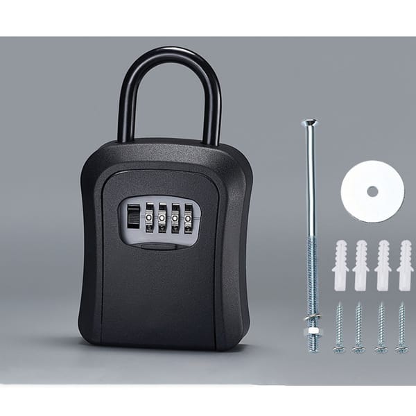 Safe Key Lock Box 4 Digit Code Box Free Installation Padlock Home Outdoor Waterproof Password Hanging Key Storage Organizer