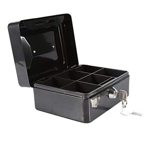 Small Safe Cash Box With Key Lock Portable Storage Metal Box Coin Box With Locking For Organize Coins Checks Valuables