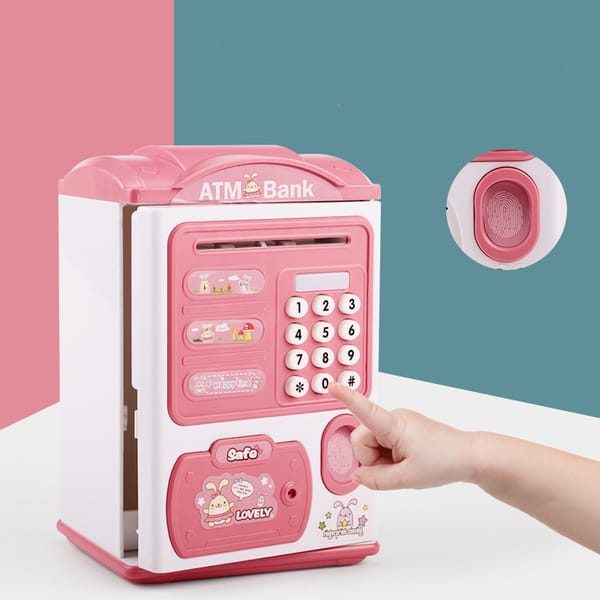 Children's electronic cash box password safe, exquisite appearance, smart fingerprint piggy bank, automatic bank children's gift