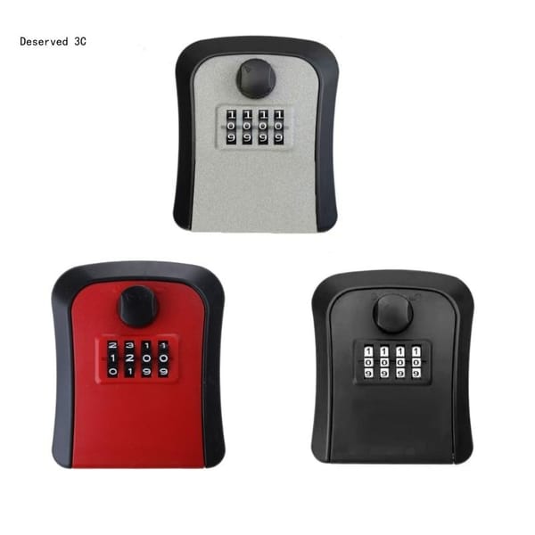 4 Digit Code Key Lock Box Wall Mount Key Safe Waterproof Outdoor Key Hider Box