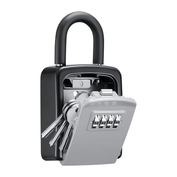 Wall Mounted Key Lock Box with 4 Digit Combination Padlock Waterproof Key Storage Safe Lock Box for Home Office Indoor Outdoor