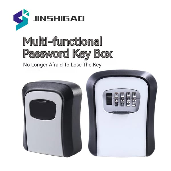 Wall Mount Key Lock Box 4 Digit Password Code Security Lock No Key for Home Office Key Safe Secret Storage Box Organizer
