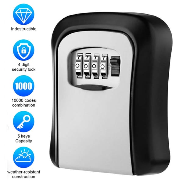 Wall Mount Key Storage Secret Box Organizer 4 Digit Combination Password Security Code Lock No Key Home Key Safe Box metal