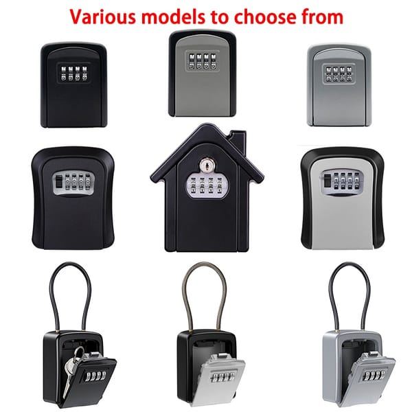 Key Lock Box Wall Mounted Zinc Alloy Key Safe Box Weatherproof 4 Digit Combination Key Storage Lock Box Indoor Outdoor