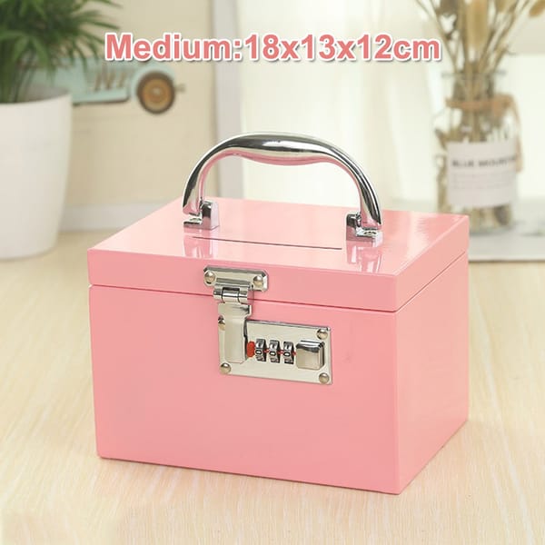 Stainless Steel Portable Safe, Cash Box, Money, Piggy Bank, Coin Storage, Code Lock, Children's Safe