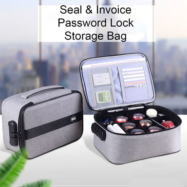 3 Digit Password Bag Document Password Lock Safe Box Card Money File Company Seal Storage Bag Travel Home Office Organizer Case