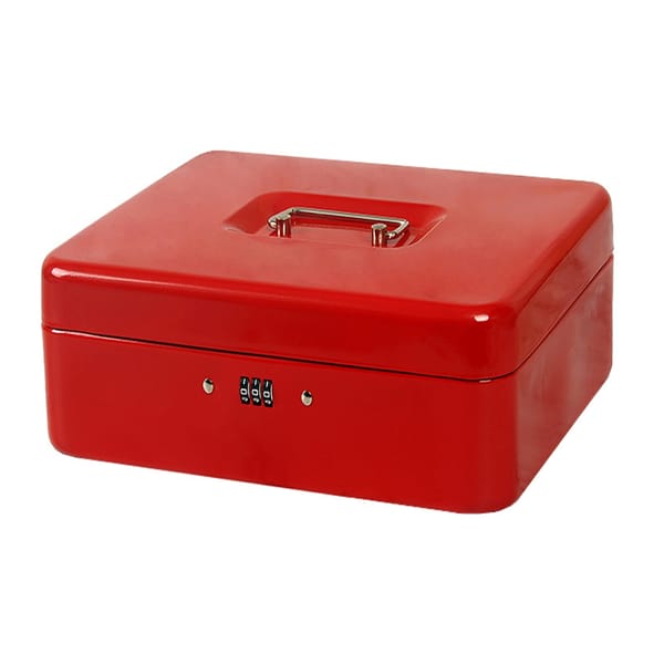 Standard Steel Cash Box with Lock Cash Drawer Tray Locking Cover Small Safe Lock Box with Key