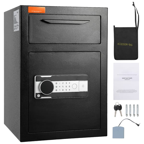 VEVOR 1.7/2.5 Cub Depository Safe Deposit Safe Electronic Code Lock & 2 Keys Business Drop Slot Safe for Cash Mail in Home Hotle