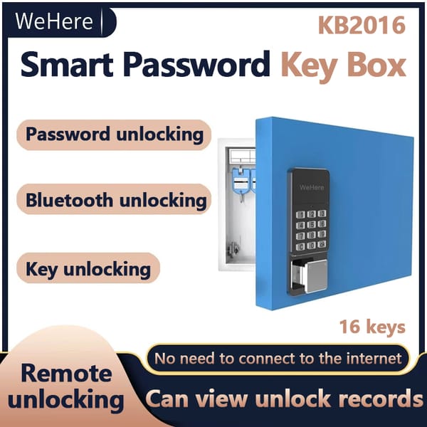 WeHere Intelligent Wall Mounted Key Safe Box Remote Authorization Unlocking Dynamic Password Unlocking Company Key Management