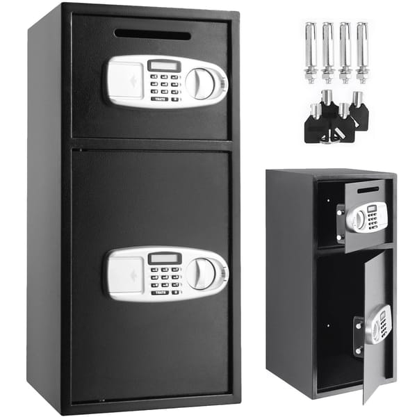 33" 2in1 Electronic Safe Money Box Double Door Secret Hidden Safe Deposit Code Lock W/ 2 Keys for Homes Offices Documents