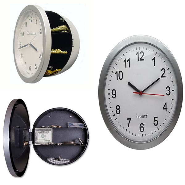 New Wall Clock Safe Box Creative Hidden Secret Storage Box for Cash Money Jewelry Storage Home Office Security Safes silver