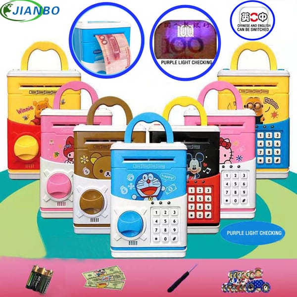 Hot New Piggy Bank Mini ATM Security Safe Box Money Electronic Password Chewing Coin Cash Deposit Machine Gift For Children Kids