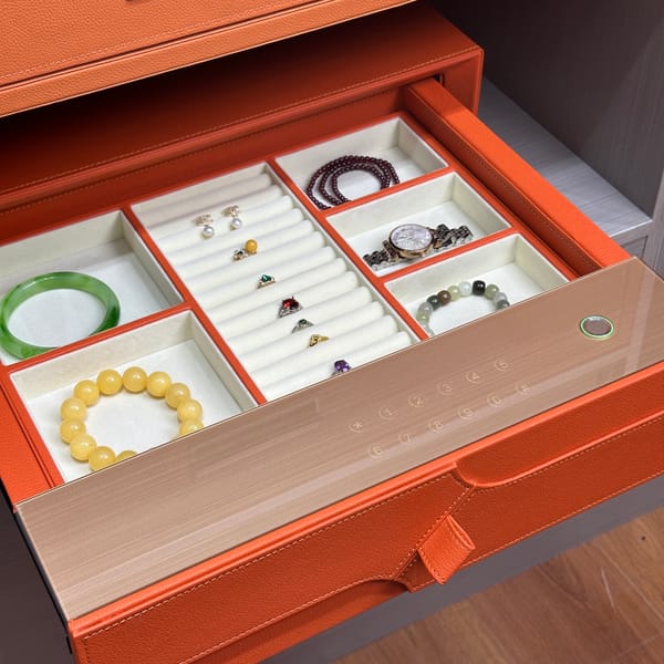 Safe Deposit Box New leather Crystal password drawer smart drawer safe home storage fingerprint password drawer Jewelry box