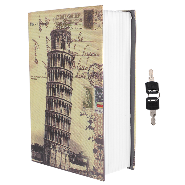 Book Storage Box Safe Lock Money Hiding Place Inconspicuous Portable With Iron Hidden Retro Style Pattern