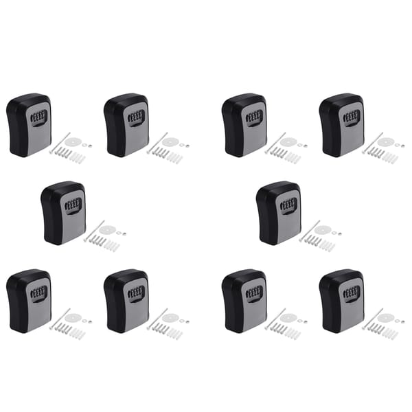10X Key Lock Box Wall Mounted Key Safe Box Weatherproof 4 Digit Combination Key Storage Lock Box Indoor Outdoor