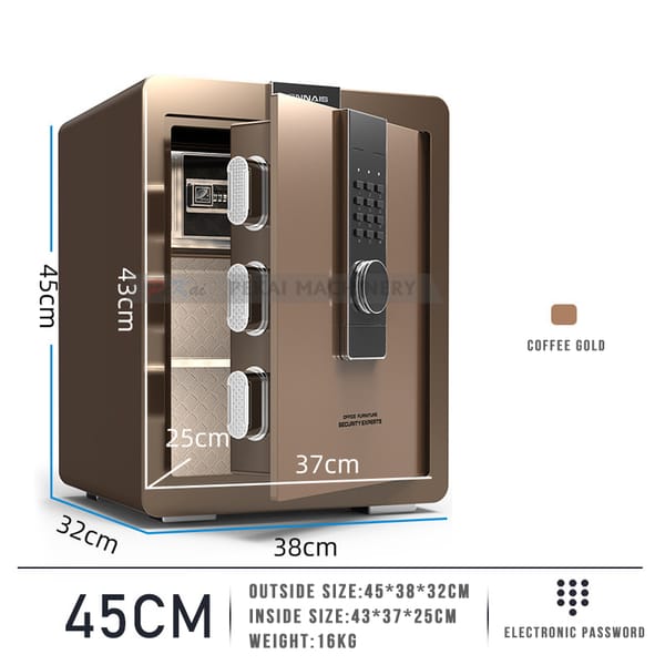 Electronic Safe Deposit Box Digital Password & Fingerprint Safe Box Unlock for Store Money Jewelry Documents