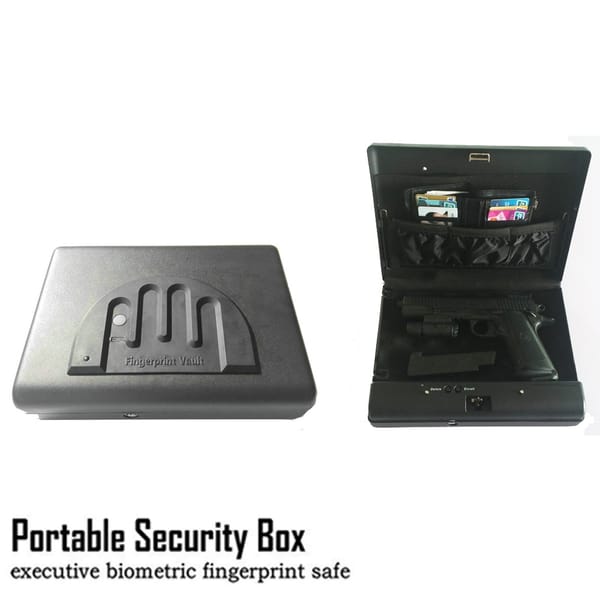 Portable Fingerprint Security Box Money Gun Digital Small Safe Box Cold-rolled Steel Car Safe Box Valuables Money Jewelry Storag